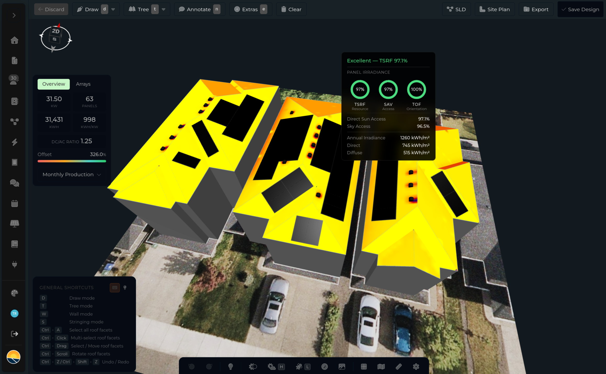 Powerlily 3D solar design using equipment selected from the company library
