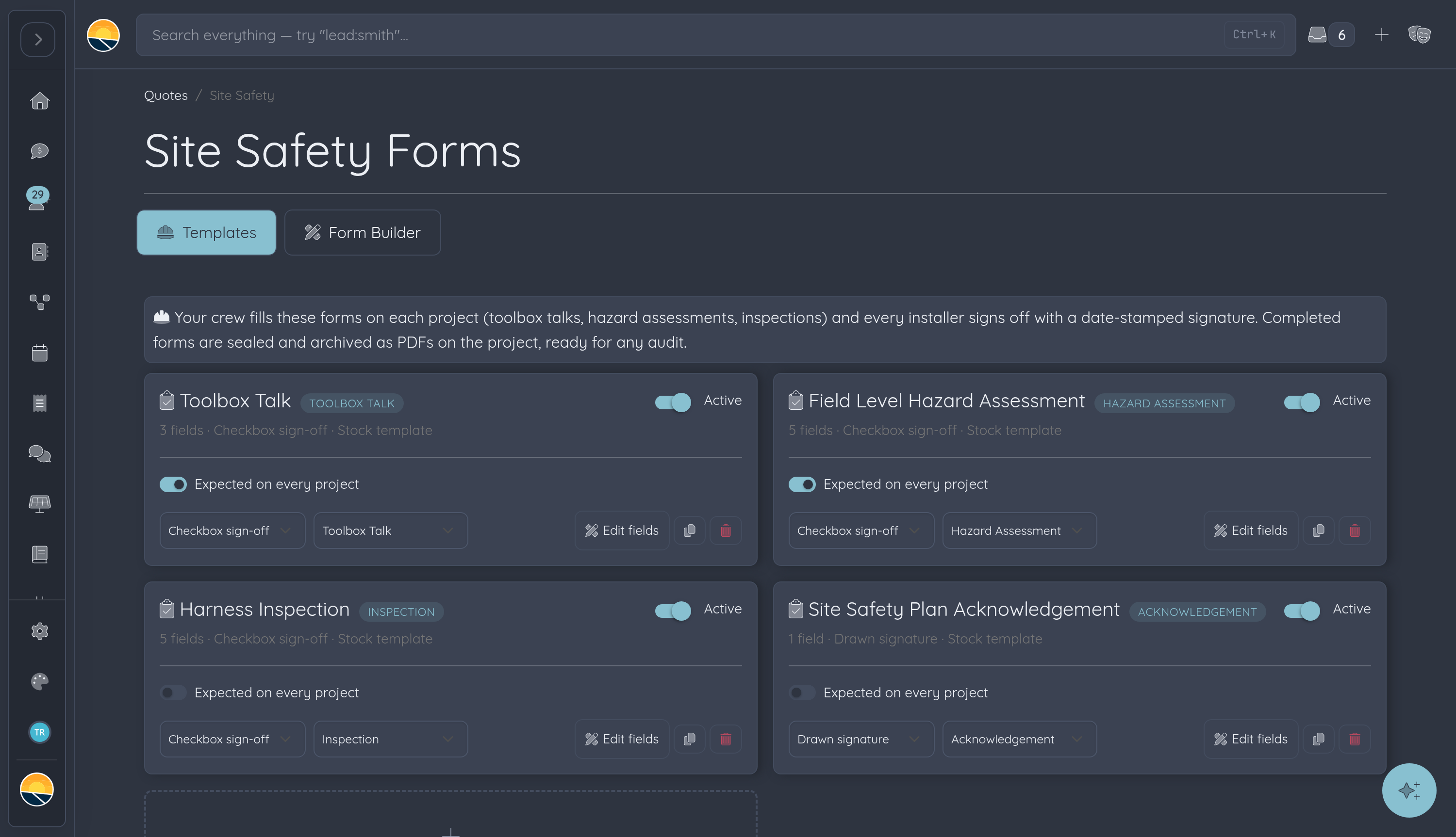 Powerlily mobile safety templates